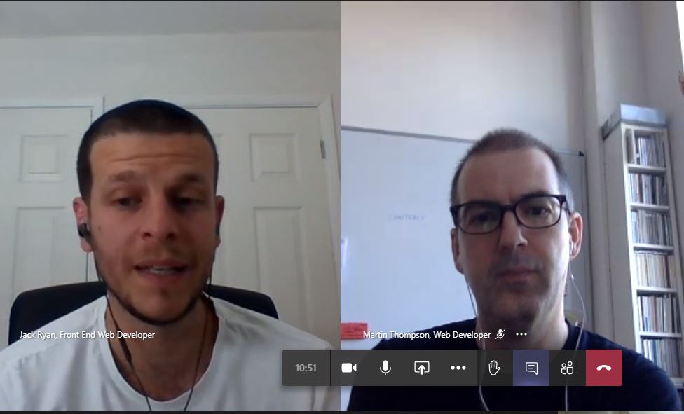 Jack and Martin talking about accessibility on a video call